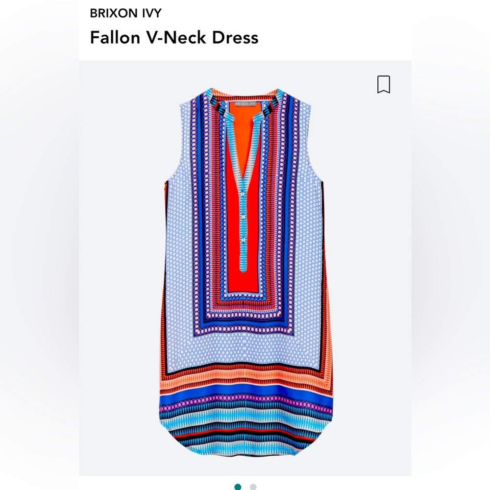 EUC Brixon Ivy Stitch Fix Fallon V neck dress orange and blue size small